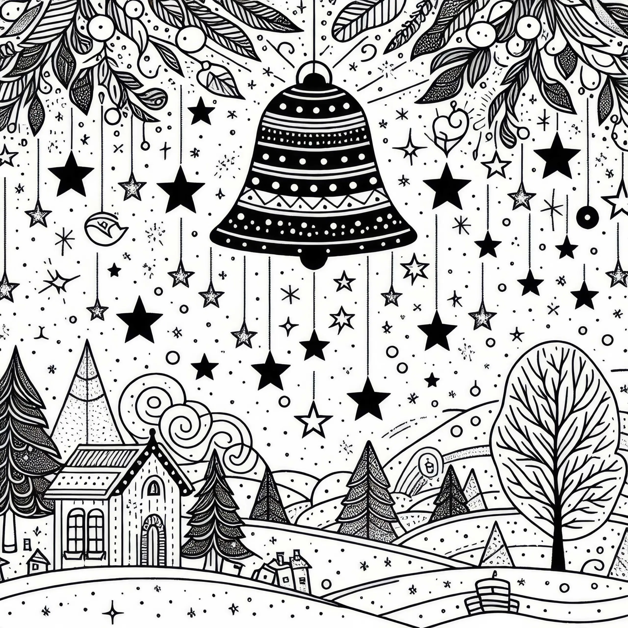 1. Dezember: Sternenhimmel Adventskalender Ausmalbild Kostenlos