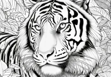 Detailreiches Ausmalbild eines Tigers: Kostenlos zum Herunterladen