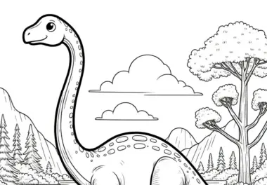 Brachiosaurus in Naturkulisse (Malvorlage)