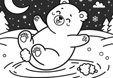 Eisbär im Schnee: Ausmalbild zum Download (Kostenlos)