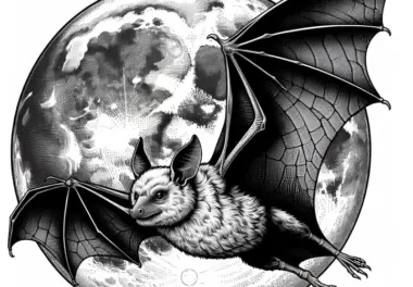 Fledermaus bei Vollmond: Detailliertes Ausmalbild zum Download (Kostenlos)