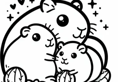 Meerschweinchen beim Kuscheln: Einfach Ausmalbild