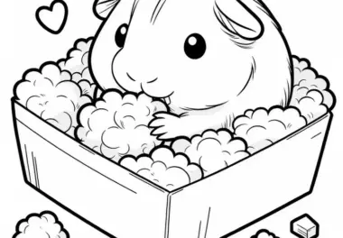 Meerschweinchen in einer Kiste: Einfache Malvorlage (Kostenlos)