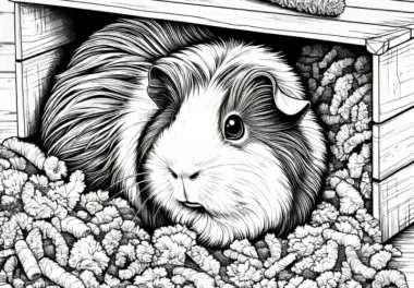 Meerschweinchen in Kiste: Malvorlage zum Download (Gratis)