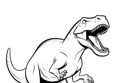 Kostenloses Ausmalbild: T-rex mit Naturhintergrund