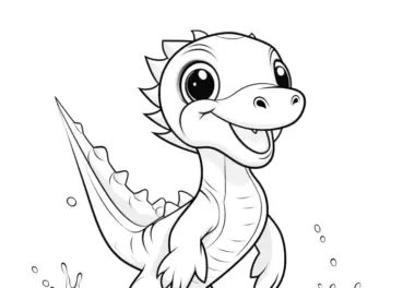 Velociraptor im Wasser (gratis Ausmalbild)