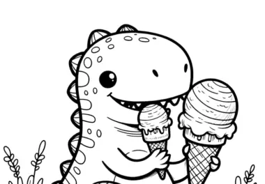 Einfache Dino-Malvorlagen: Dinosaurier essen