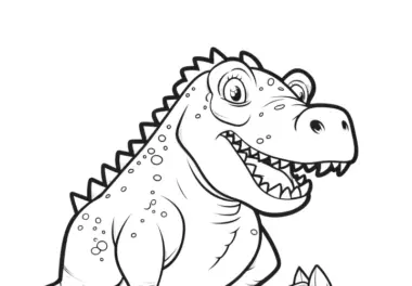Dinosaurier beim Essen – kostenlose Malvorlage