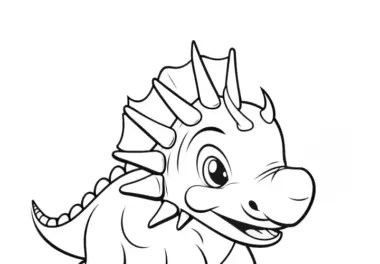 Triceratops beim Essen – einfaches Ausmalbild