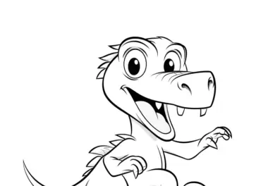 Süßer Dinosaurier beim Laufen: Malvorlage