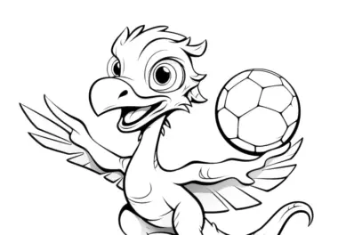 Flugdinosaurier beim Spielen mit Ball