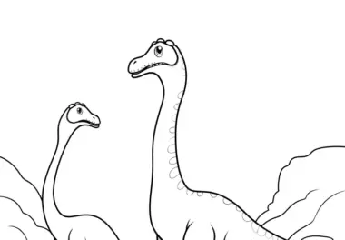 Kostenlos: Zwei Langhals-Dinosaurier beim Spielen