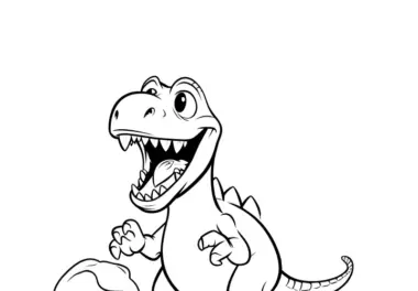 Fröhlicher Dinosaurier beim Spielen: Ein Malspaß für Groß und Klein