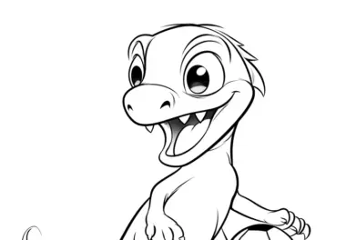 Lachender Dinosaurier beim Spielen mit einem Fußball