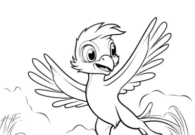 Fliegender Dinosaurier in der Natur (Ausmalbild)