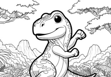 Tanzender Dinosaurier im Dschungel