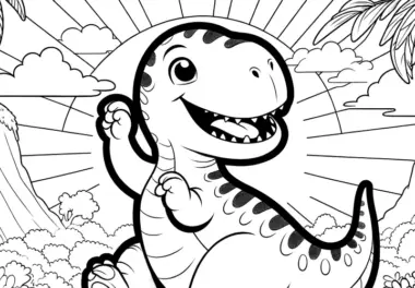 Süße Dino-Ausmalbilder für Kinder: Dinosaurier tanzen
