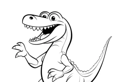 Freundlicher Dinosaurier beim Tanzen ohne Hintergrund