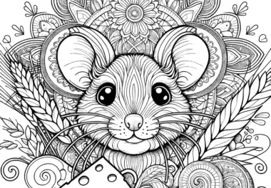 Gratis: Kreatives Mandala mit Maus, Käse und Weizenähren