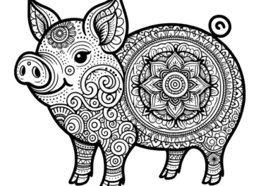 Freundliche Schwein-Mandala Malvorlage