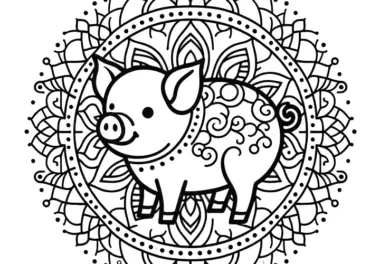 Tier-Mandala-Magie: Ausmalbild mit einem Schwein