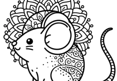 Einfaches Tier-Mandala: Maus kostenlos ausmalen