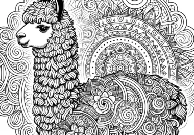 Freundliches Alpaka-Mandala zum Ausmalen (Gratis)