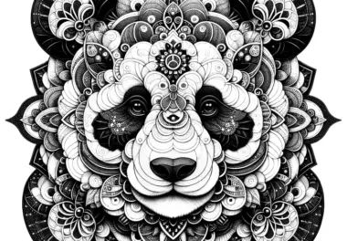 Bärengesicht im komplexen Mandala: Kostenlos zum Download