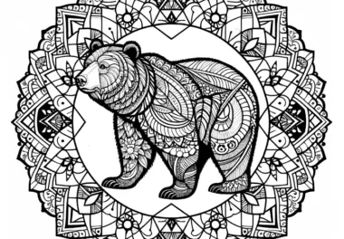 Geometrisches Bären-Mandala: Gratis zum Ausmalen