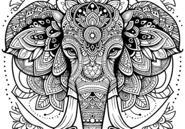 Elefant-Mandala komplex: Gratis zum Ausmalen