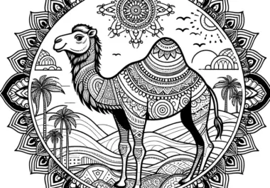 Kamel-Mandala zum Ausmalen (Gratis)