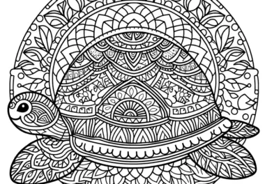 Schildkröte-Mandala komplex: Ausmalbild gratis zum Herunterladen