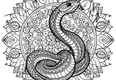 Schlange-Mandala einfach: Zum Ausmalen und Ausdrucken