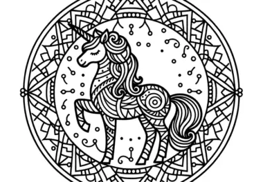 Einhorn-Mandala einfach: Gratis für Kinder zum Ausmalen