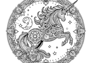 Einhorn-Mandala mit prächtiger Mähne: Bild zum Download