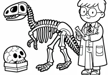 Skelett eines Dinosauriers Malvorlage gratis