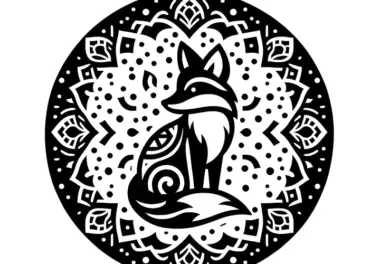 Sitzender Fuchs im Waldtier-Mandala: Bild zum Ausmalen