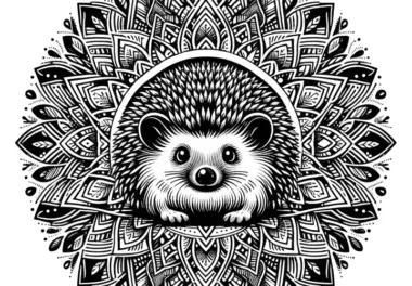 Süßes Igel-Mandala komplex: Bild kostenlos zum Ausdrucken