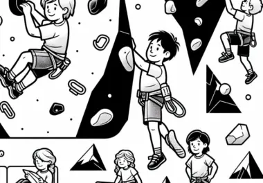 Kinder beim Bouldern – Malvorlage gratis