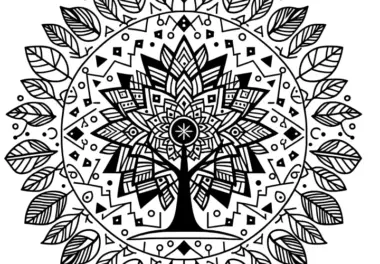 Mandala-Malvorlagen: Blumen, Blüten, Bäume & Natur