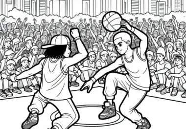 Zwei Breakdancer Battlen sich – Malvorlage kostenlos