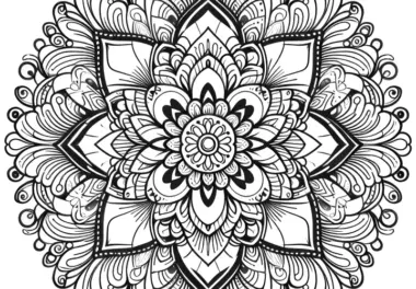 Blüten-Mandala: Filigrane Strukturen einer Blüte (Kostenlose Malvorlage)