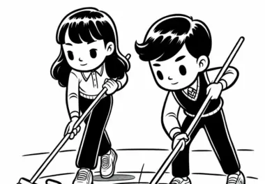Curling Spieler Malvorlage einfach kostenlos