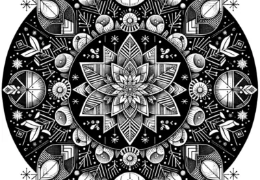 Symmetrisches Blüten-Mandala: Geometrische Blütenpracht zum Ausmalen