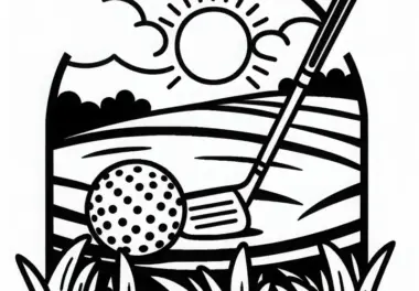 Golfball Ausmalbild einfach gratis Herunterladen