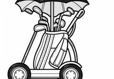 Golftasche mit Trolley Malvorlage gratis