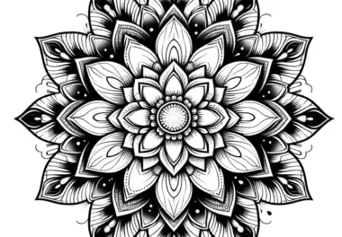 Harmonisches Blüten-Mandala: Schichtweise florale Symmetrie (Bild zum Download)