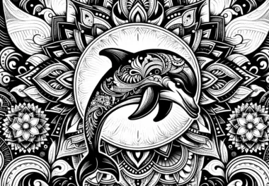 Schattiertes Delfin-Mandala komplex: Für Erwachsene kostenlos zum Ausmalen