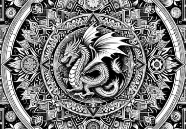 Drachen-Mandala komplex: Malvorlage für Erwachsene (Kostenlos)