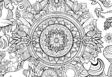 Einhorn-Mandala komplex: Mit Blumen zum Ausmalen für Erwachsene (Kostenlos)